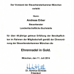 Urkunde Ehrennadel in Gold
